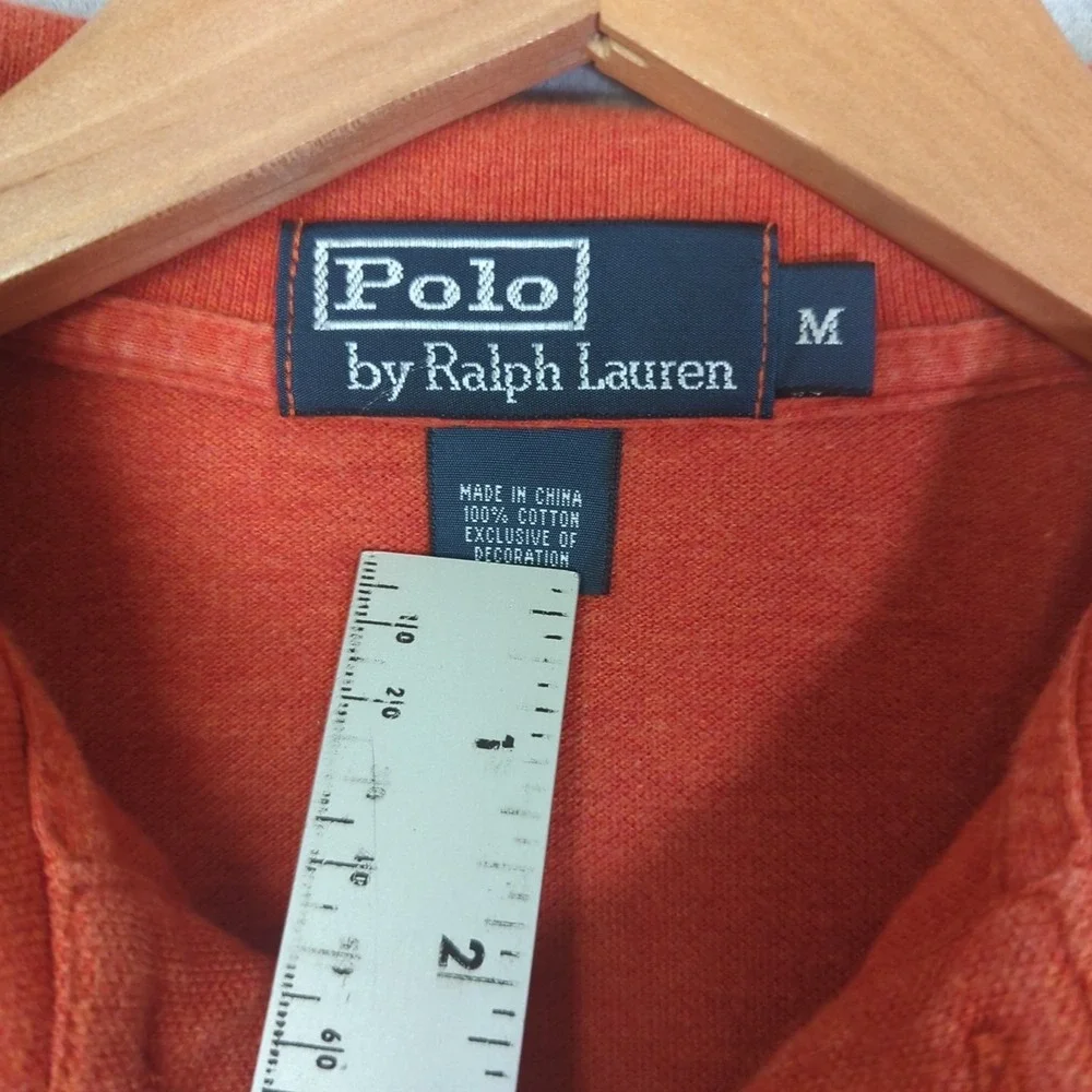 Vtg Ralph Lauren Polo Golf Shirt Mens M‎ Orange Pony Casual Short Sleeve Preppy